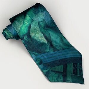 STEEL Made In Canada 100% Silk Mens Tie Baroque Art Design Unique Classic Preppy